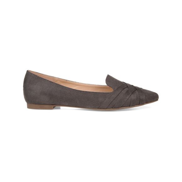 JOURNEE COLLECTION Womens Gray Woven Mindee Pointed Toe Slip On Ballet Flats 6 - Picture 1 of 4